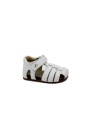 1 - FALCOTTO ALBY 0736 white bianco scarpe sandalo bambino tallone punta chiusa pelle strappo
