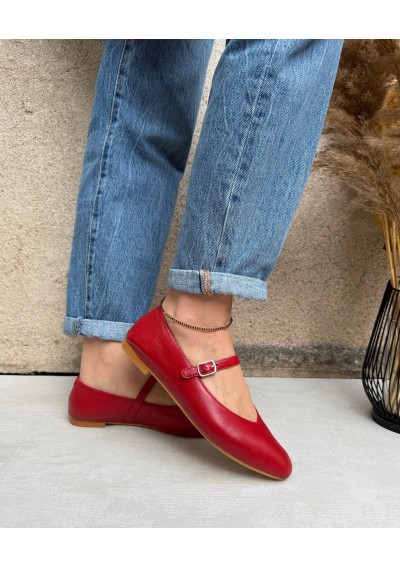 2 - CRISTIN FULVIA2 rosso scarpa donna ballerina punta cinturino