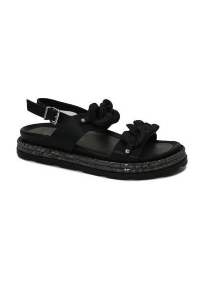 1 - CAFè NOIR GF90 nero sandali donna cinturino strass platform