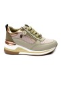 1 - KEYS 10510 beige cipria scarpe sneakers donna lacci zeppa zip