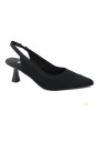 1 - KEYS 10770 black nero scarpe donna decolletè tacco punta elastico tessuto