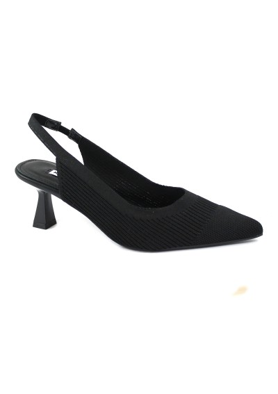 1 - KEYS 10770 black nero scarpe donna decolletè tacco punta elastico tessuto