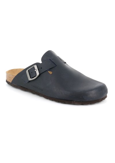 1 - GRUNLAND ROBI CB7034 blu ciabatte uomo punta chiusa pelle plantare fibbia