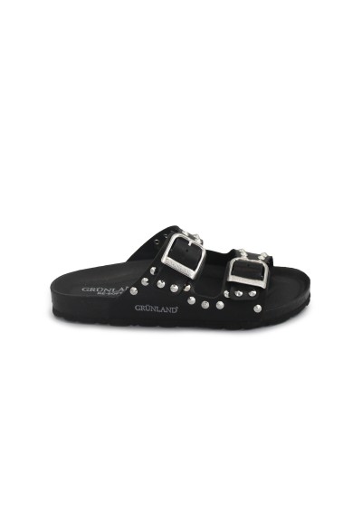 1 - GRUNLAND SARA CB0737 nero ciabatte donna anatomiche fibbie borchie re-soft