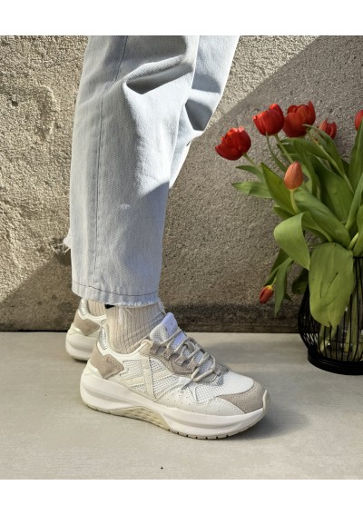 2 - MUNICH 8097010 NEXA WMN bianco beige scarpe donna sneakers lacci pelle