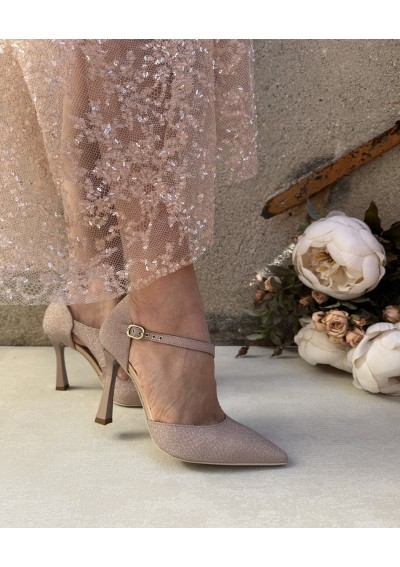 2 - NERO GIARDINI 12221 rosa glitter scarpe donna decolletè tacco  cinturino punta