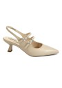 1 - NERO GIARDINI 12252 nude lino scarpe donna decolletè tacco sling back cinturino punta