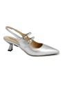 1 - NERO GIARDINI 12253 argento scarpe donna decolletè tacco sling back cinturino punta