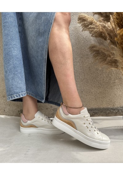 2 - NERO GIARDINI 13012  beige scarpe donna sneakers lacci pelle
platform