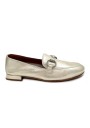 1 - DIVINE FOLLIE 175-40 platino scarpa donna mocassino morsetto pelle