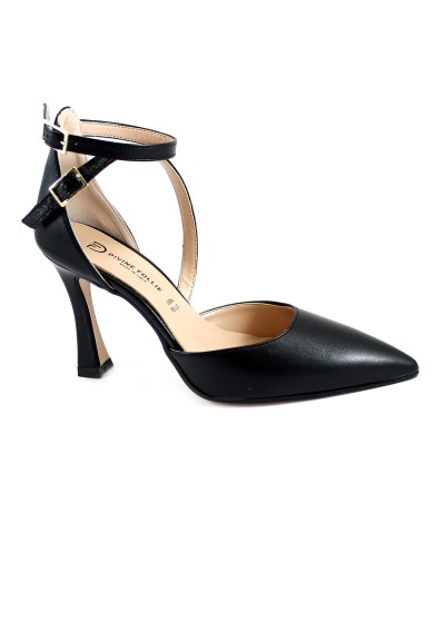 1 - DIVINE FOLLIE 194 nero decolletè donna punta chiusa cinturini glitter tacco tallone chiuso