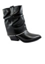 1 - DIVINE FOLLIE FAB3 nero stivaletto donna tronchetto texano pelle tacco borchie