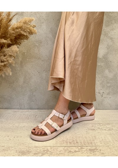 2 - INUOVO A96046 blush rosa sandali donna platform fibbie pelle