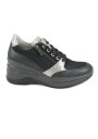 1 - IGI&CO 7654100 nero scarpe donna sportive sneakers zeppa interna lacci
