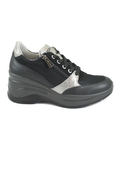 1 - IGI&CO 7654100 nero scarpe donna sportive sneakers zeppa interna lacci