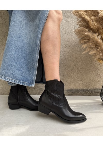 2 - RICCIANERA BEATRIZ   nero texano stivaletto donna tacco punta pelle