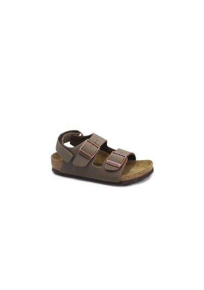 1 - BIRKENSTOCK MILANO AS KIDS 1029474 mocca marrone sandali bambino fibbie strappo pelle