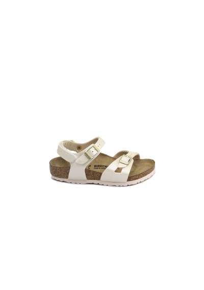 1 - BIRKENSTOCK RIO AS KIDS 1029570 25/35 graceful pearl white beige sandali bambina fibbie strappo