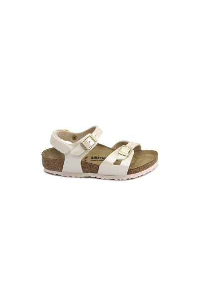 1 - BIRKENSTOCK RIO AS KIDS 1029570 graceful pearl white beige sandali bambina fibbie strappo