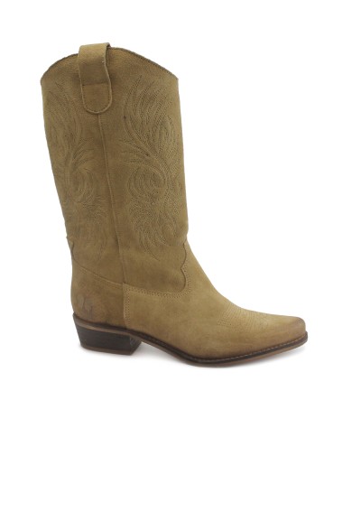 1 - FELMINI D846 marvin stone beige stivaletto donna tacco punta camoscio texano ricamo
