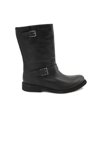 1 - FELMINI E170 lavado black nero stivaletto tronchetto donna biker camoscio fibbia