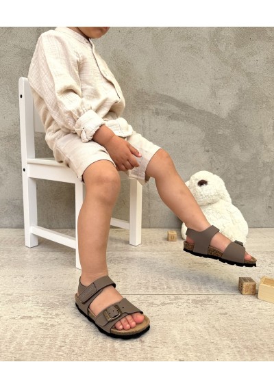 2 - GRUNLAND LUCE SB0234 testa di moro sandalo bambino strappo fibbia birk