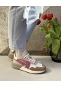 2 - KAOTICO AQ002 DETROIT wood rosa beige scarpe donna sneakers lacci pelle
