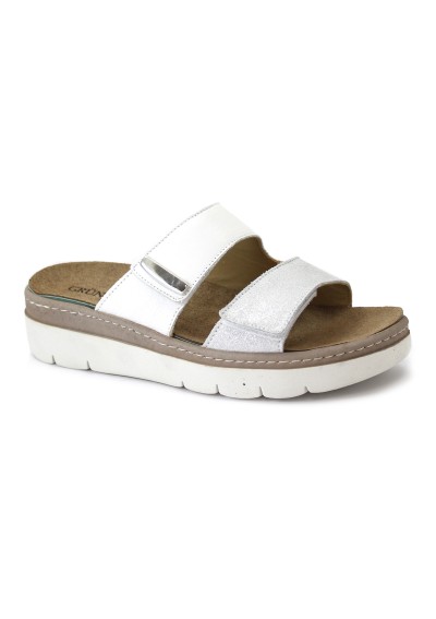 1 - GRUNLAND MOLL CE0458 bianco ciabatte donna pelle strappi plantare estraibile