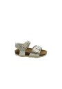 1 - GRUNLAND LUCE SB1655 platino beige sandali bambina fibbia strappo glitter birk