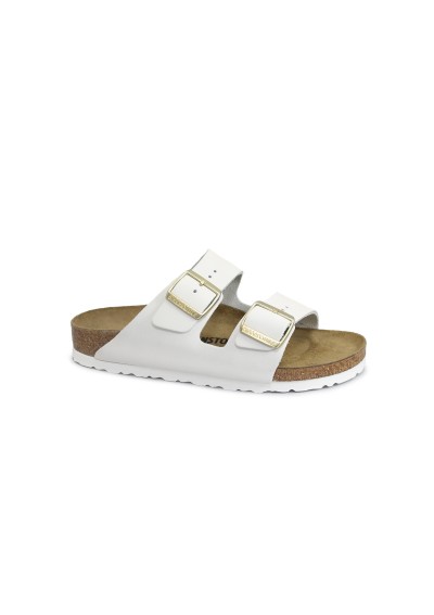 1 - BIRKENSTOCK ARIZONA BS 1029475 antique white bianco ciabatte donna fibbie pelle