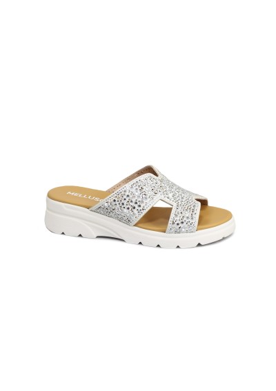 1 - MELLUSO R80232 off white bianco ciabatte donna pelle strass