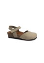 1 - GRUNLAND LEFT SB2412 taupe beige sandali donna punta chiusa pelle strappo plantare re-soft zeppa