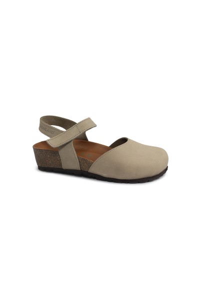 1 - GRUNLAND LEFT SB2412 taupe beige sandali donna punta chiusa pelle strappo plantare re-soft zeppa
