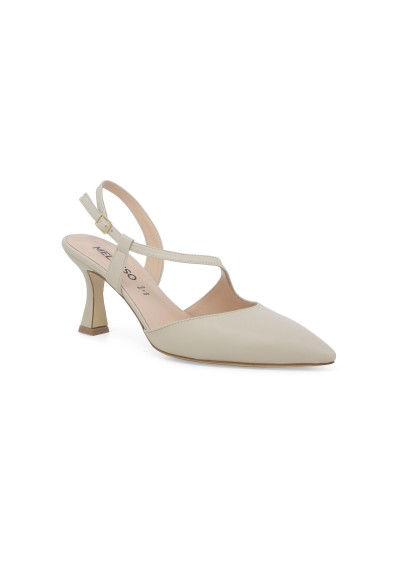 1 - MELLUSO E1634 milk bianco panna scarpe donna decolletè sandalo punta chiusa cinturino