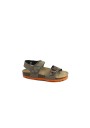 1 - GRUNLAND LUCE SB1123 kaki militare marrone sandali bambino fibbia strappo birk