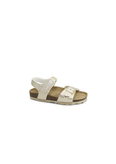 1 - GRUNLAND LUCE SB1156 platino oro  sandali bambina fibbia strappo glitter birk