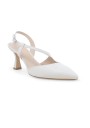 1 - MELLUSO E1634 bianco scarpe donna decolletè sandalo punta chiusa cinturino
