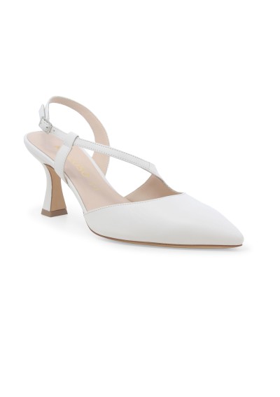 1 - MELLUSO E1634 bianco scarpe donna decolletè sandalo punta chiusa cinturino