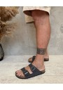 2 - BIRKENSTOCK ARIZONA BS 1029162 velvet gray grigio ciabatte uomo fibbie pelle