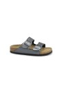 1 - BIRKENSTOCK ARIZONA BS 1029224 metallic black nero ciabatte donna fibbie