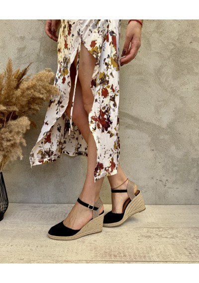 2 - DIVINE FOLLIE 3708 nero scarpe sandali donna zeppa corda cinturino