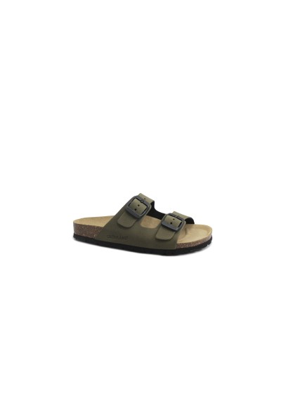 1 - GRUNLAND LUCE CB0714 32/35 oliva verde ciabatte bambino birk fibbie pelle