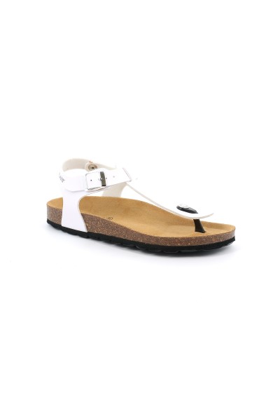 1 - GRUNLAND SARA SB4006 bianco sandali donna infradito pelle tipo birk