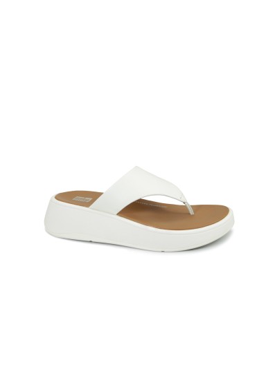 1 - FITFLOP FW4-477 F-MODE FLATFORM cream crema bianco ciabatta infradito donna pelle zeppa