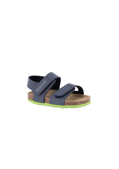 1 - GRUNLAND ARIA SB0094 blu lime sandalo bambino strappi birk