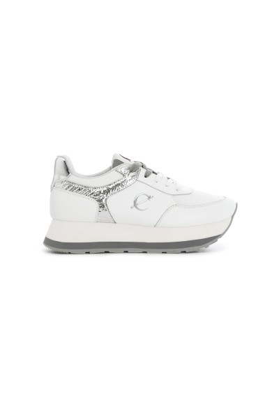 1 - CAFè NOIR DL1000 bianco scarpe donna sneakers platform lacci pelle glitter