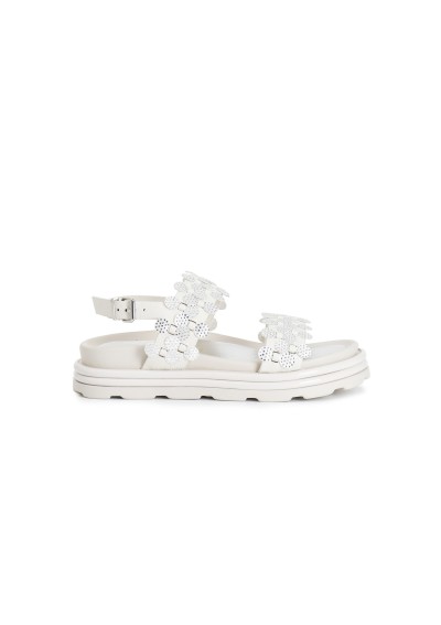 1 - CAFè NOIR GF9004 bianco sandali donna cinturino strass platform