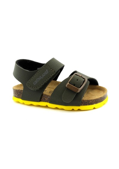 1 - GRUNLAND ARIA SB0231 oliva giallo sandalo bambino strappo fibbia birk
