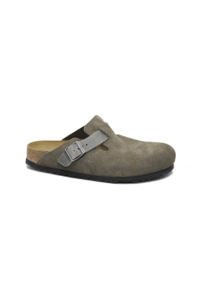 1 - BIRKENSTOCK BOSTON BS 1029193 concrete gray grigio ciabatta zoccolo donna fibbia camoscio