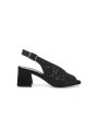 1 - MELLUSO N653 nero scarpe donna sandali tacco pelle cinturino strass